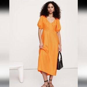 NWOT Viscose-Linen Ruched Maxi Dress